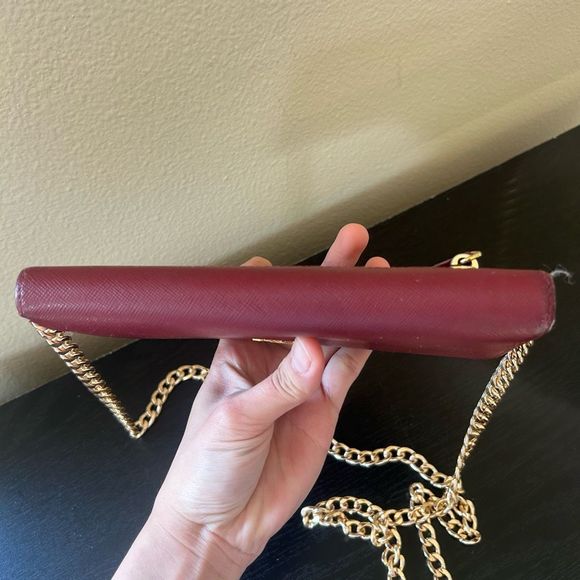 Prada Milano Made in Italy Wine Red Snap Wallet with unbranded chain - Picture 15 of 16